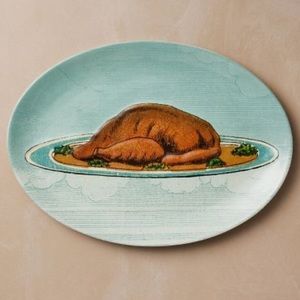 10"x15" Oval Stoneware Platter Fall Cooked Turkey - John Derian for Target NWT